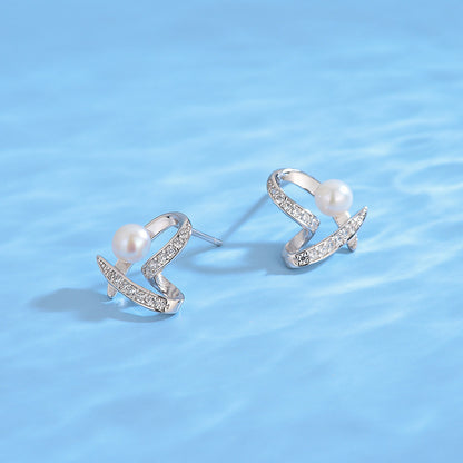 5A Cubic Zirconia Heart Pearl Earring Settting-Feliz Pearl - Feliz Pearl 