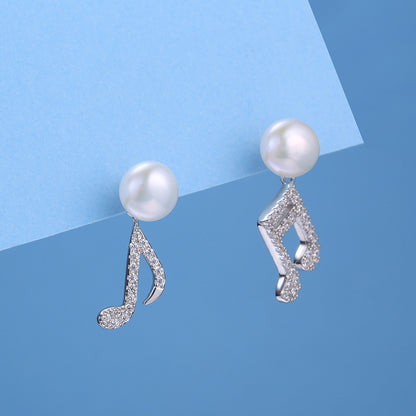 Wholesale Silver Music Note Pearl Earring Setting - Feliz Pearl 