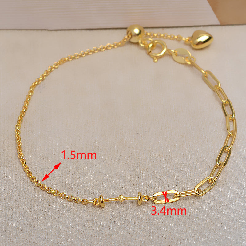 Heart Chain Bracelet Pearl Bracelet Setting-S925 Sterling Silver - Feliz Pearl 