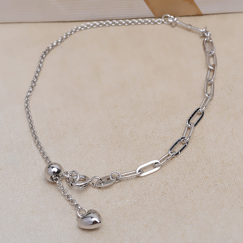 Heart Chain Bracelet Pearl Bracelet Setting-S925 Sterling Silver - Feliz Pearl 