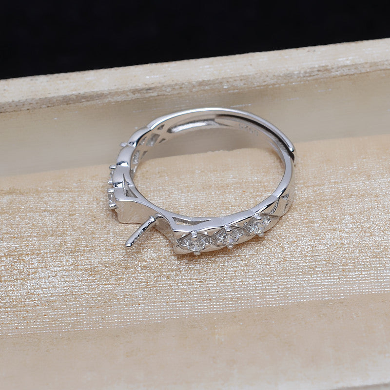 Luxiry Cubic Zirconia Pearl Ring Mountings-S925 Sterling Silver - Feliz Pearl 