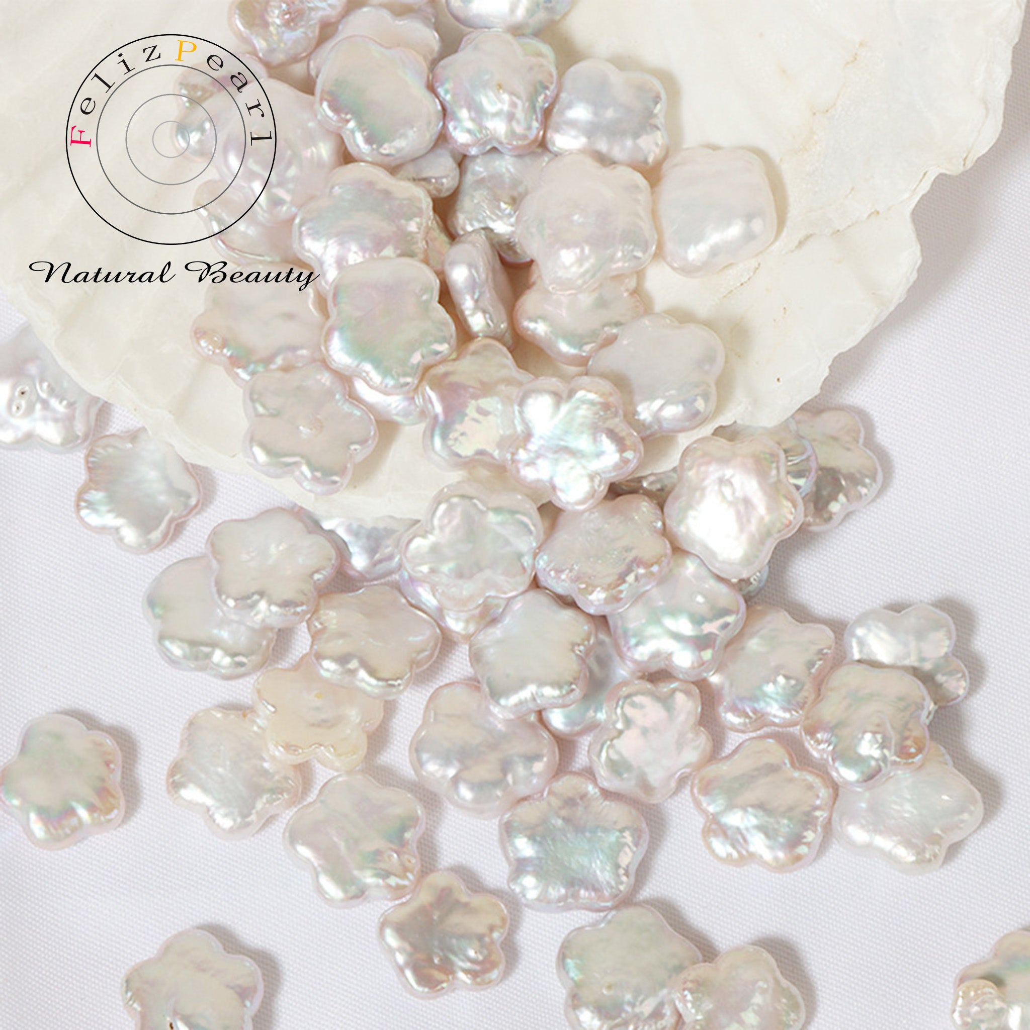 Natural Freshwater Cultured White Baroque Pearl Loose Bead - 14.5mm, Center-Drilled, Nickel-Free