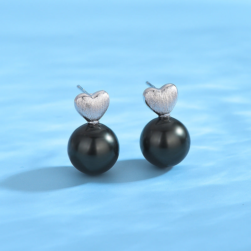 Minimalist Lovely Silver Heart Pearl Earring Settings - Feliz Pearl 