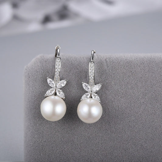 Luxury CZ Flower Pearl Earring Settings-Jewelry Setting Supplier - Feliz Pearl 