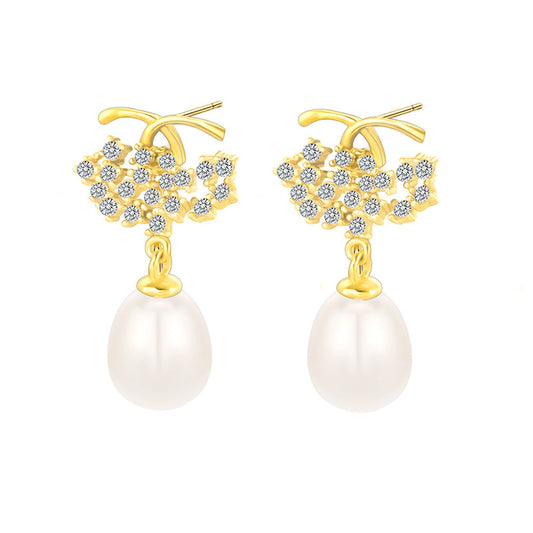 Classic CZ C Women Pearl Earring Settings-Jewelry DIY - Feliz Pearl 