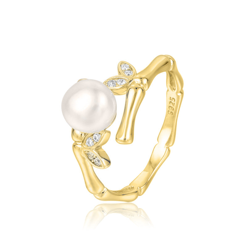 S925 Sterling Silver Cubic Zirconia Bamboo Pearl Ring Setting - Feliz Pearl 