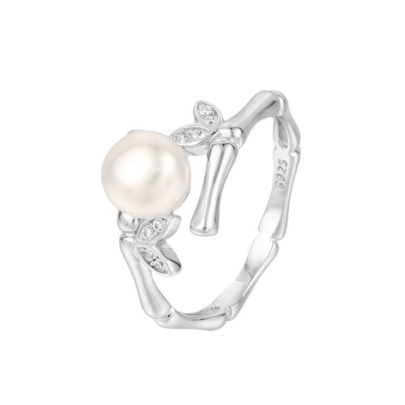 S925 Sterling Silver Cubic Zirconia Bamboo Pearl Ring Setting - Feliz Pearl 