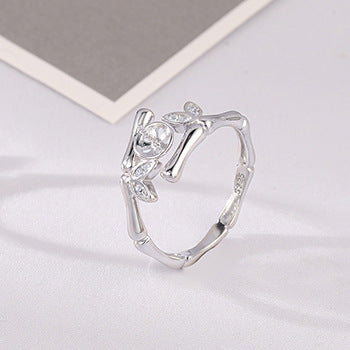 S925 Sterling Silver Cubic Zirconia Bamboo Pearl Ring Setting - Feliz Pearl 