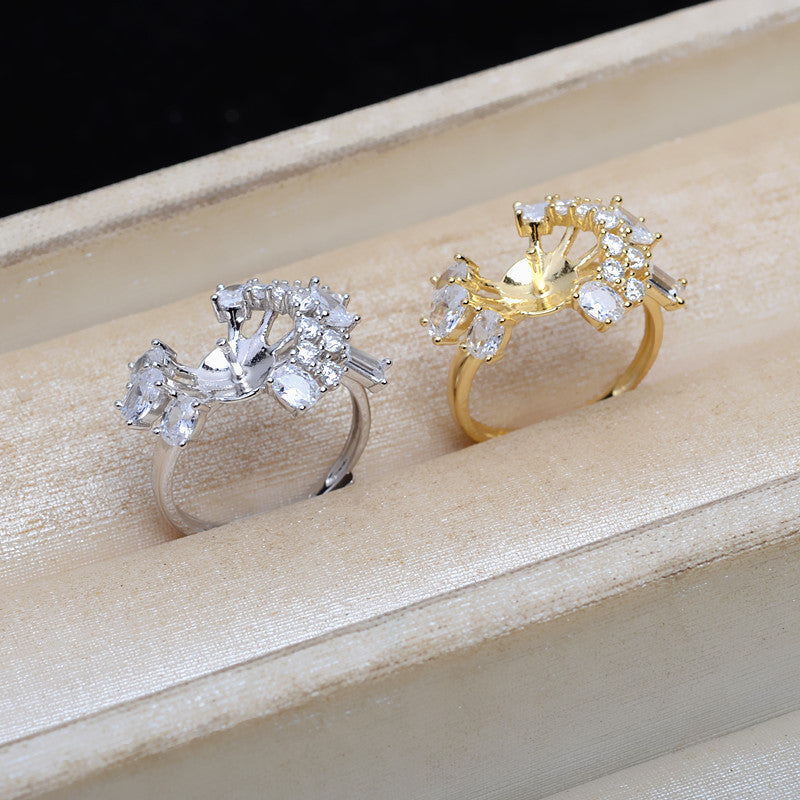 Luxury Cubic Zirconia S925 Sterling Silver Pearl Ring Mounting - Feliz Pearl 