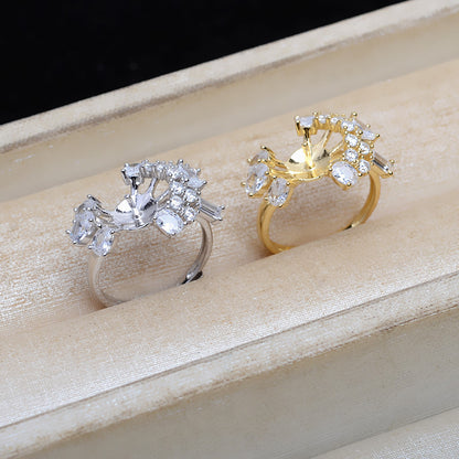 Luxury Cubic Zirconia S925 Sterling Silver Pearl Ring Mounting - Feliz Pearl 
