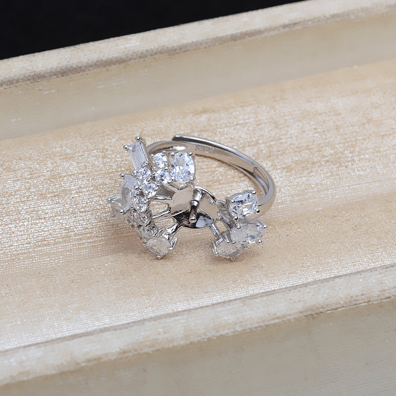 Luxury Cubic Zirconia S925 Sterling Silver Pearl Ring Mounting - Feliz Pearl 