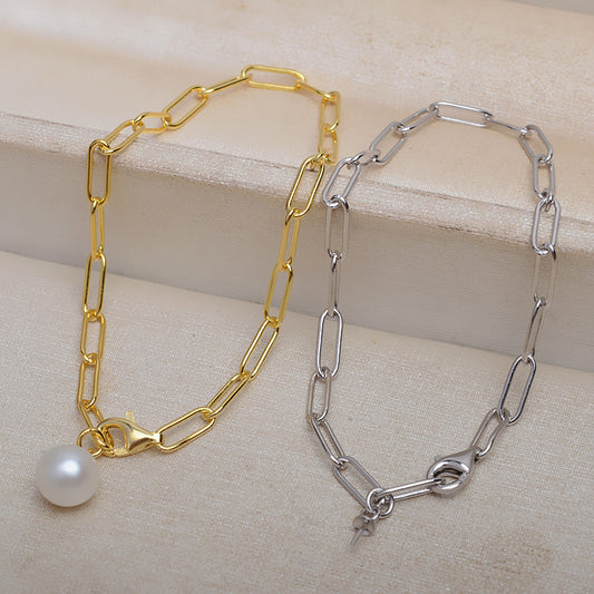 Lobster Clasp Thick Chain Pearl Bracelet Setting-Feliz Pearl - Feliz Pearl 