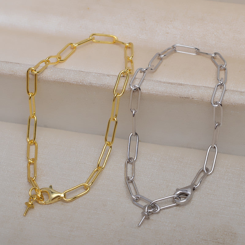 Lobster Clasp Thick Chain Pearl Bracelet Setting-Feliz Pearl - Feliz Pearl 