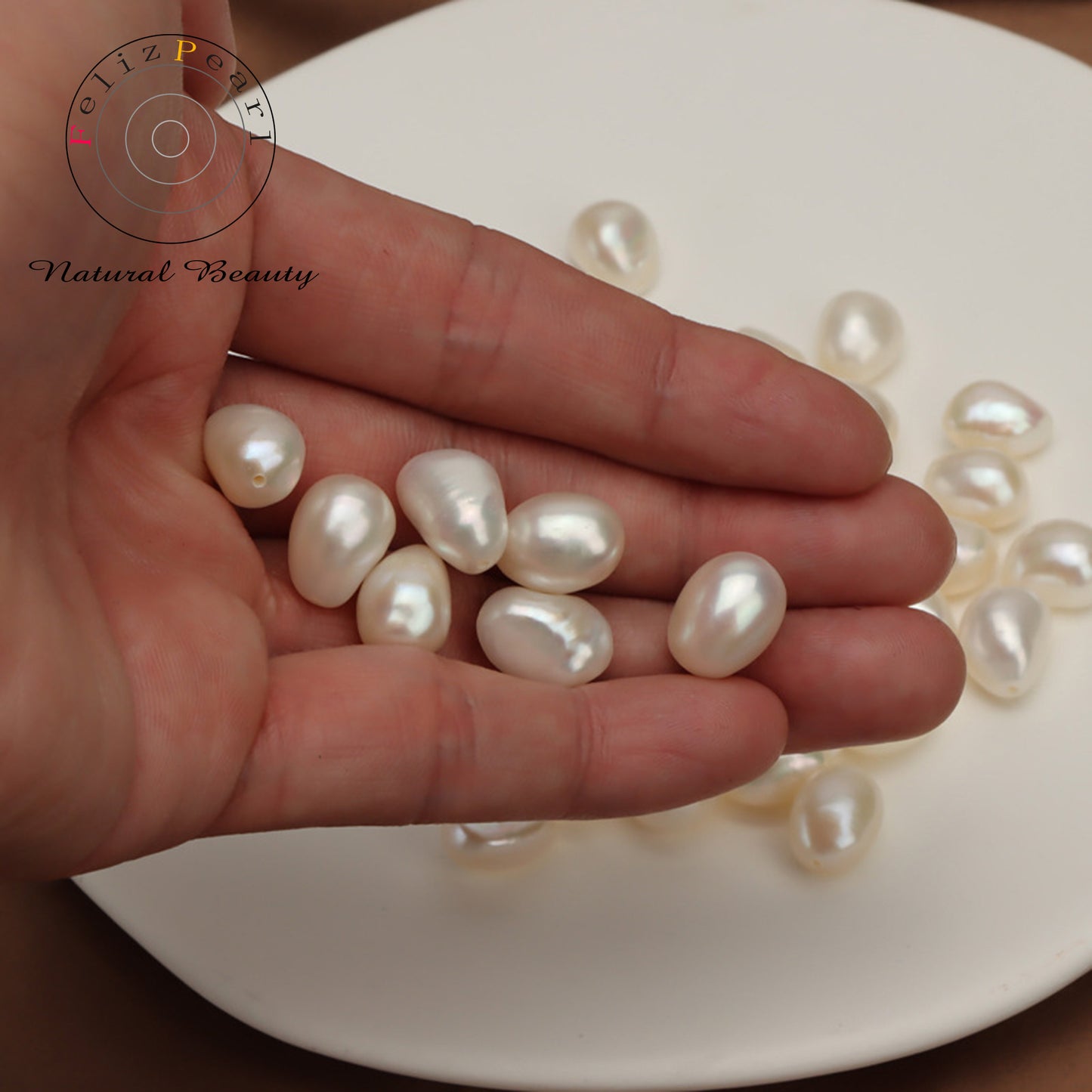 Half Drilled 9-10mm Freshwater Baroque Loose Pearls