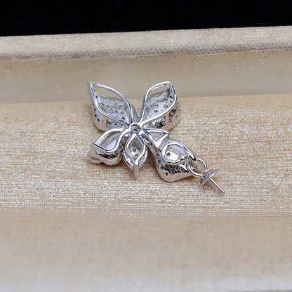 Cubic Zirconia Flower Pearl Pendant Setting-S925 Sterling Silver - Feliz Pearl 