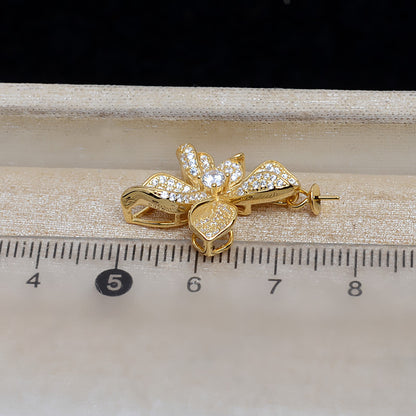 Cubic Zirconia Flower Pearl Pendant Setting-S925 Sterling Silver - Feliz Pearl 