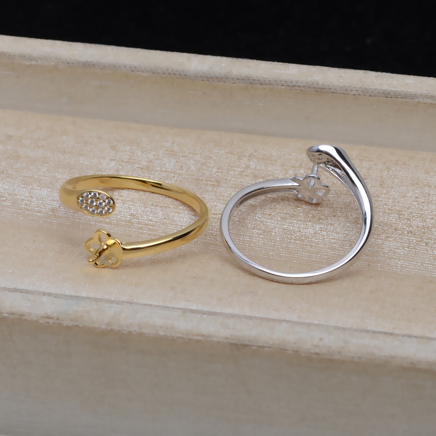 S925 Silver Adjustable Size Women Pearl Ring Setting-Feliz Pearl - Feliz Pearl 