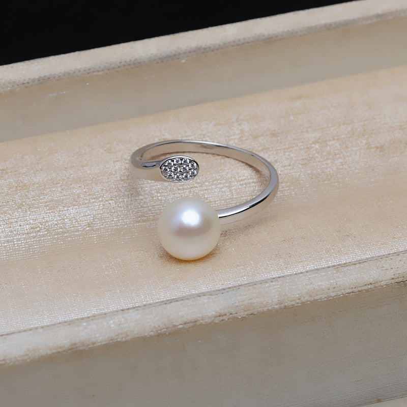 S925 Silver Adjustable Size Women Pearl Ring Setting-Feliz Pearl - Feliz Pearl 