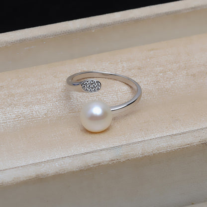 S925 Silver Adjustable Size Women Pearl Ring Setting-Feliz Pearl - Feliz Pearl 