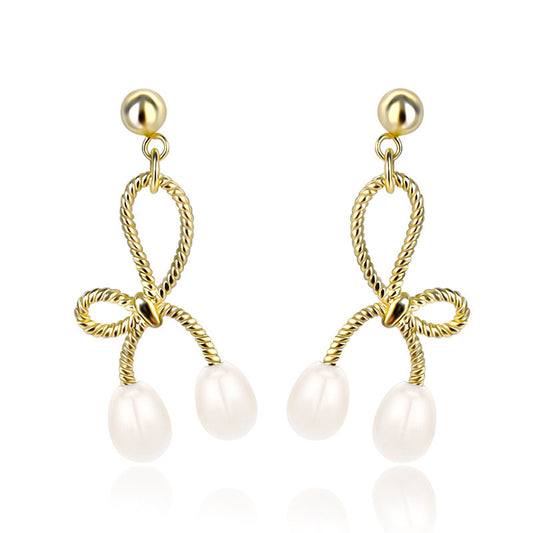 Twisted Bow Knot Pearl Earring Setting-Jewelry Setting Wholesale - Feliz Pearl 