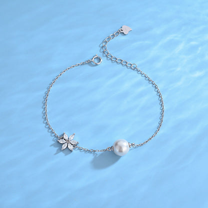 Snow Flake Pearl Bracelet Setting- S925 Silver Jewelry Setting - Feliz Pearl 