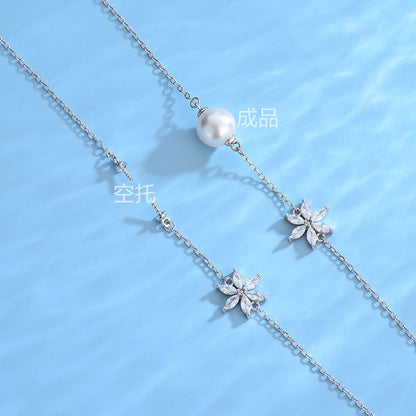 Snow Flake Pearl Bracelet Setting- S925 Silver Jewelry Setting - Feliz Pearl 