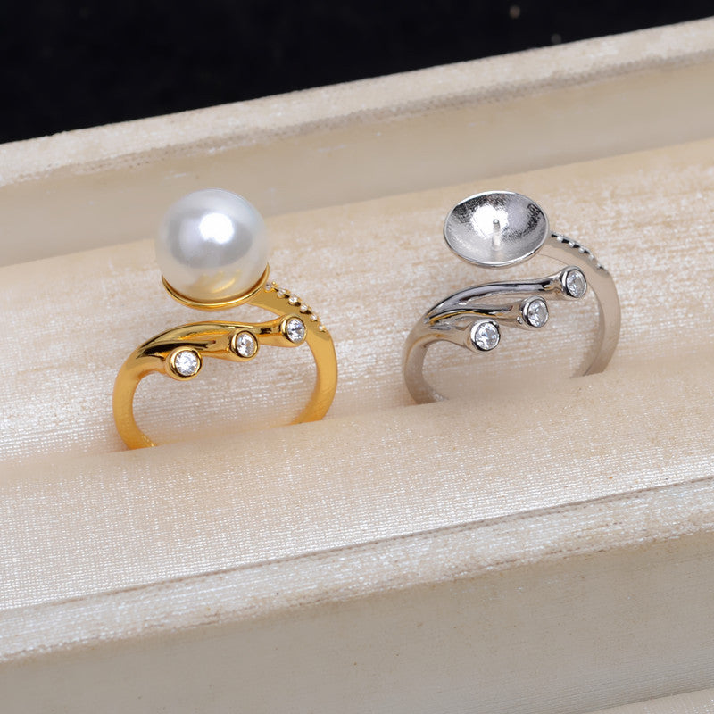 S925 Silver Daily Women Pearl Ring Setting-Feliz Pearl - Feliz Pearl 