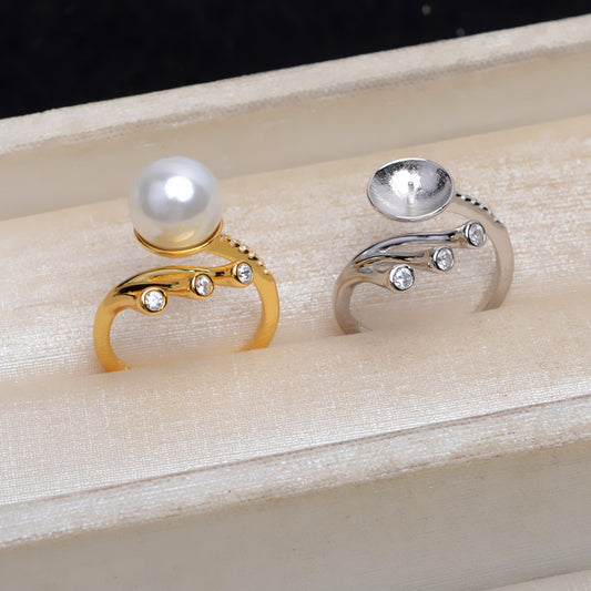 S925 Silver Daily Women Pearl Ring Setting-Feliz Pearl - Feliz Pearl 