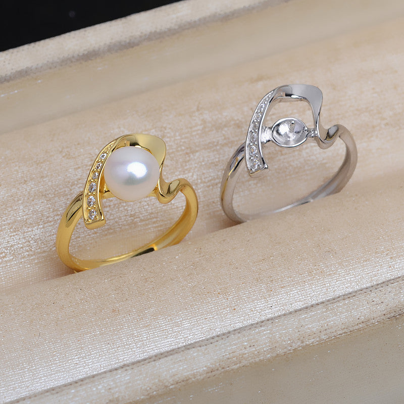 New Design CZ Heart Pearl Ring Mounting for Jewelry Making - Feliz Pearl 
