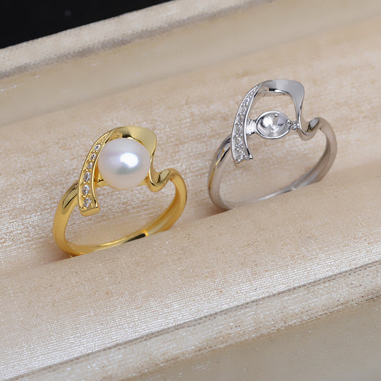 New Design CZ Heart Pearl Ring Mounting for Jewelry Making - Feliz Pearl 