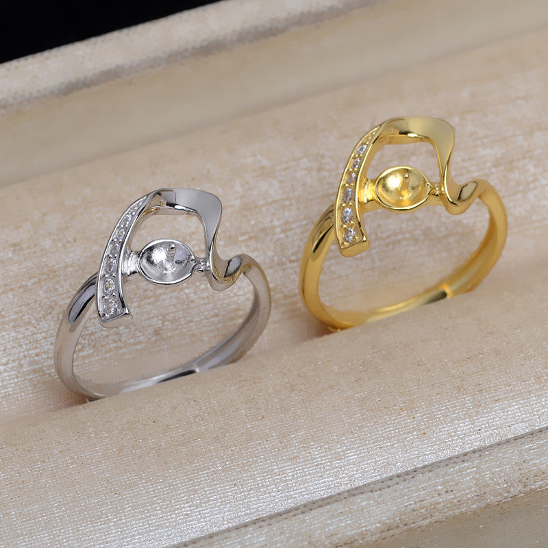 New Design CZ Heart Pearl Ring Mounting for Jewelry Making - Feliz Pearl 