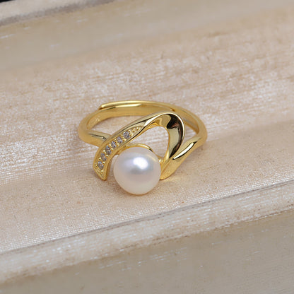 New Design CZ Heart Pearl Ring Mounting for Jewelry Making - Feliz Pearl 