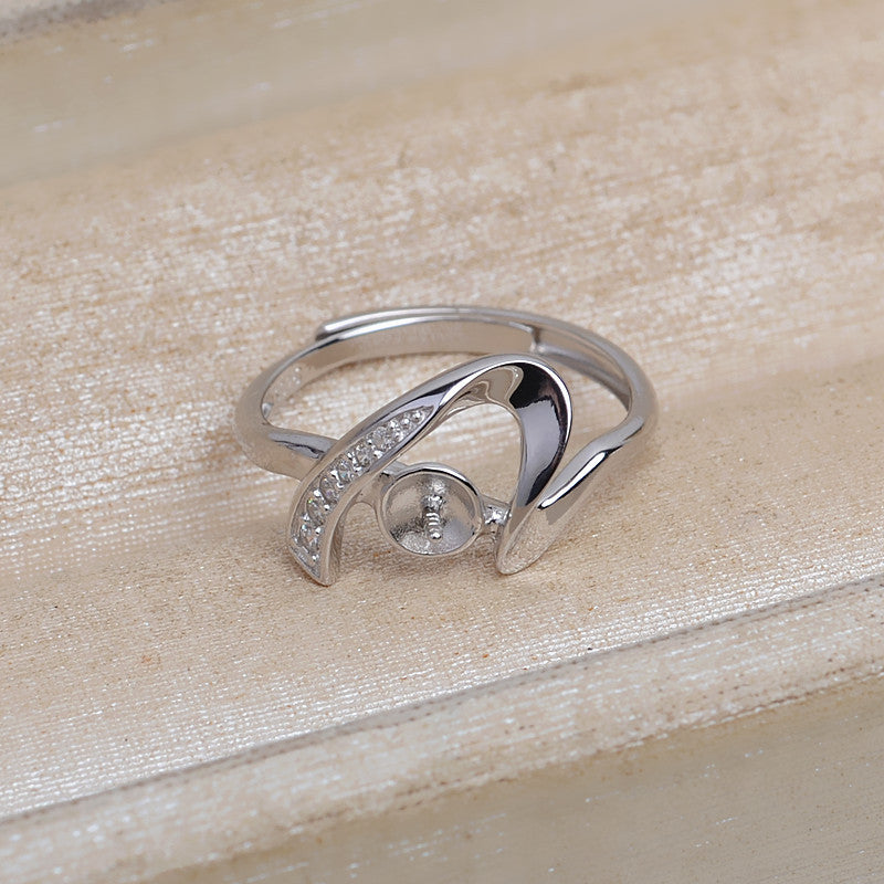 New Design CZ Heart Pearl Ring Mounting for Jewelry Making - Feliz Pearl 