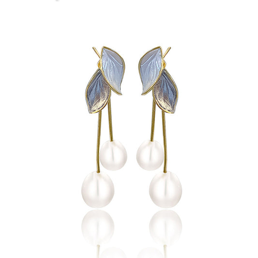 Sterling Silver Leaves Pearl Earring Settings-Jewelry DIY - Feliz Pearl 
