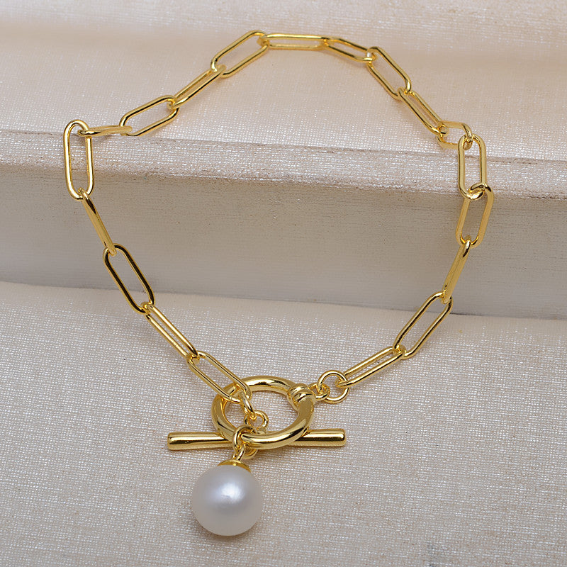 S925 Sterling Silver OT Clasp Thick Chain Pearl Bracelet Mounting - Feliz Pearl 