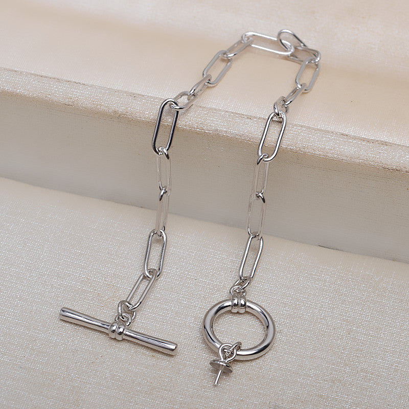 S925 Sterling Silver OT Clasp Thick Chain Pearl Bracelet Mounting - Feliz Pearl 