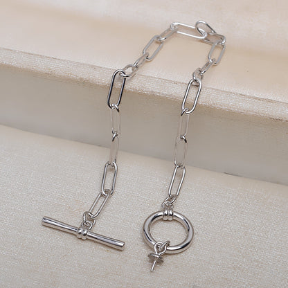 S925 Sterling Silver OT Clasp Thick Chain Pearl Bracelet Mounting - Feliz Pearl 