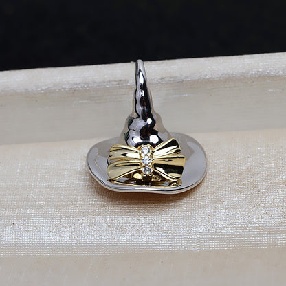 Silver Halloween Witch Hat Pearl Pendant Setting