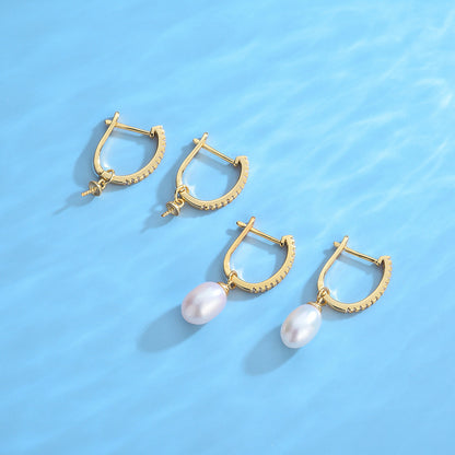 DIY Pearl Huggie Earring Settings-S925 Sterling Silver - Feliz Pearl 