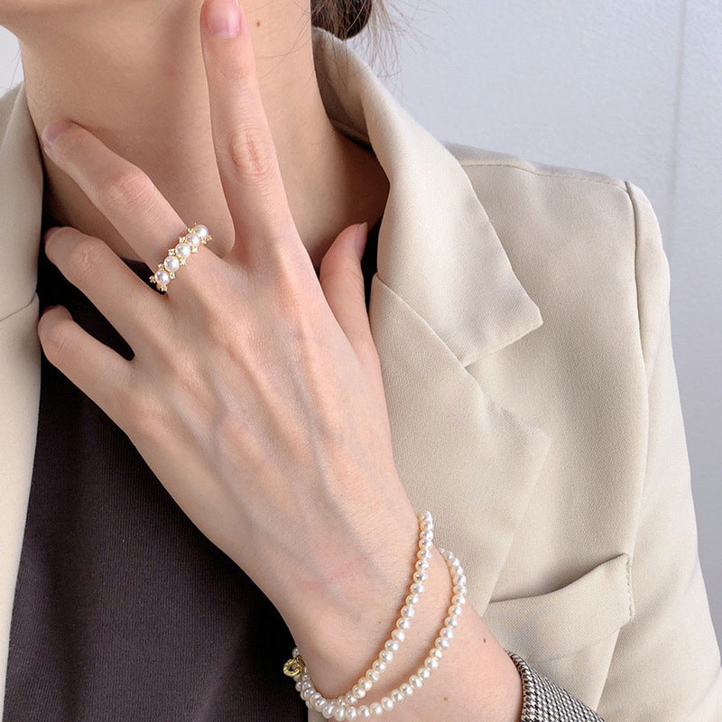 S925 Sterling Silver Multi Pearls Ring Setting-Feliz Pearl - Feliz Pearl 