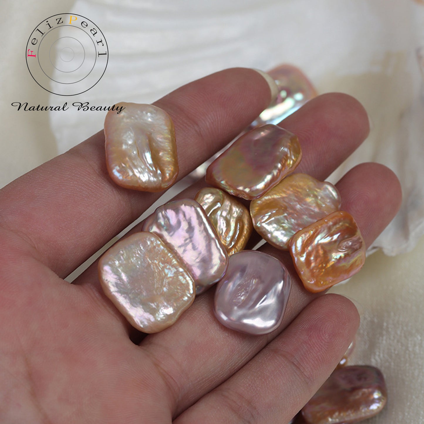 14x19mm Natural Coloor Freshwater Rectangle Shape Baroque Pearls