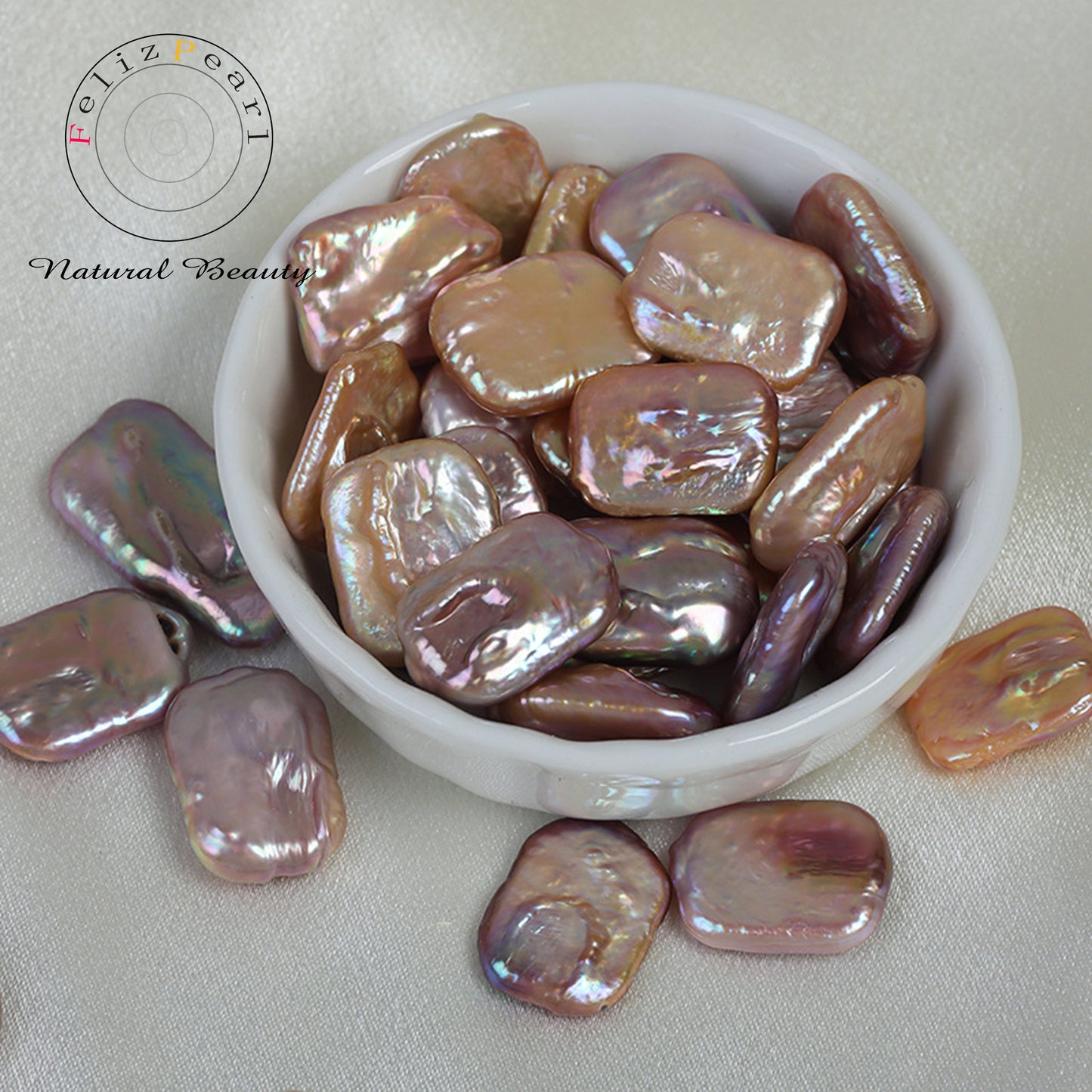 14x19mm Natural Coloor Freshwater Rectangle Shape Baroque Pearls