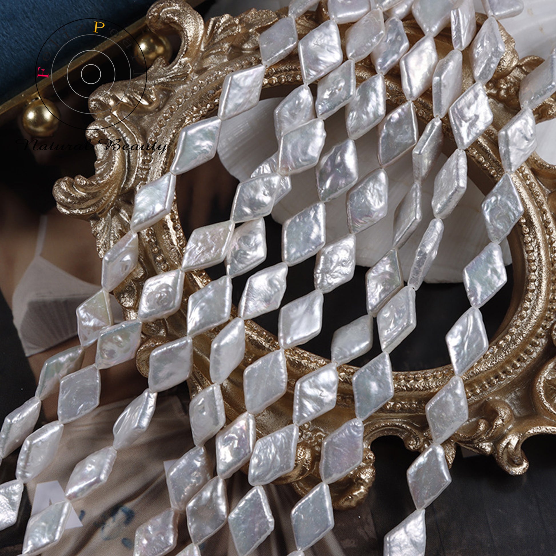8-9mm Diamond Shape Baroque Pearl Strands - Feliz Pearl 