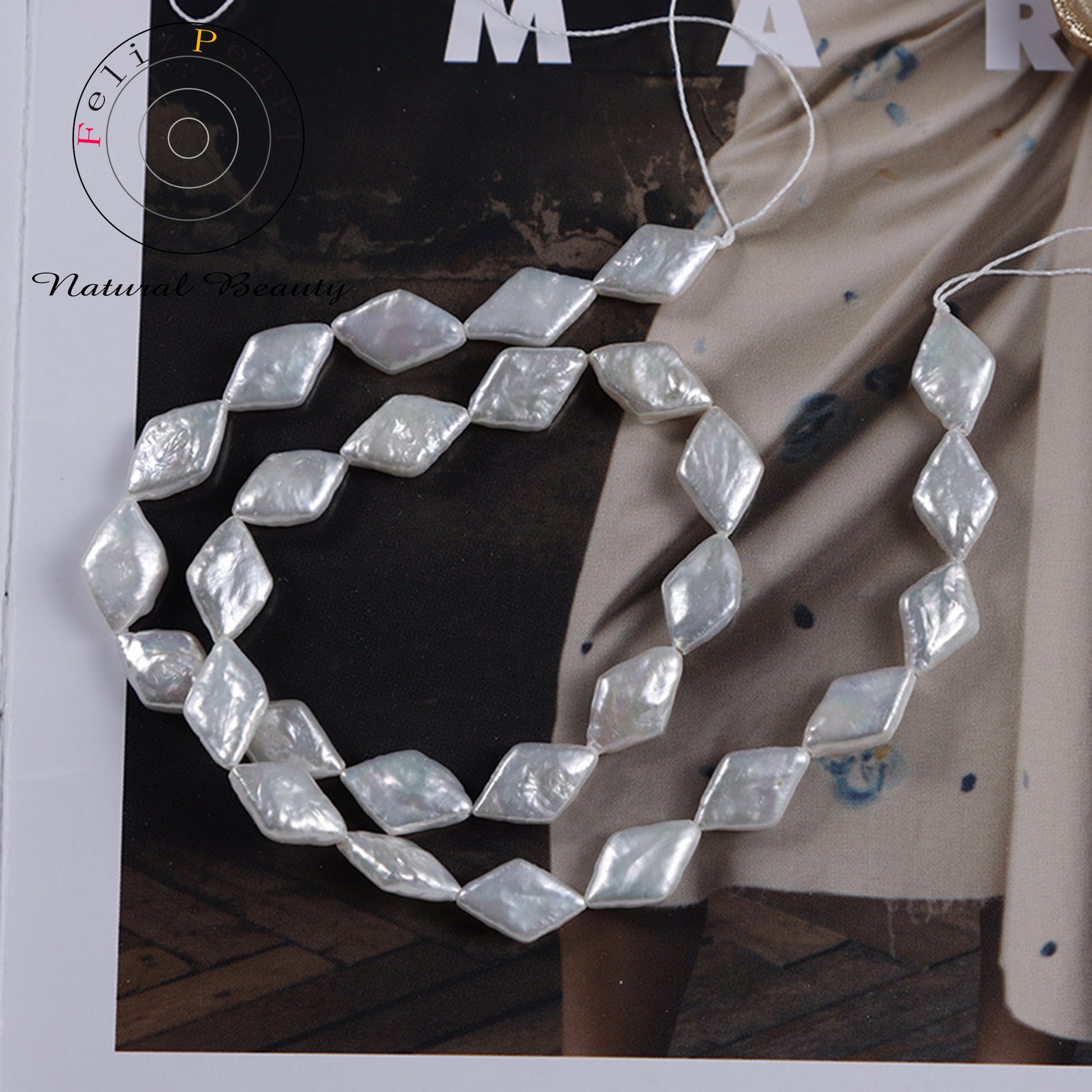 8-9mm Diamond Shape Baroque Pearl Strands - Feliz Pearl 