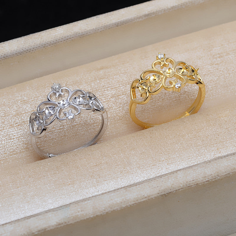 Pearl Jewelry Mounting S925 Silver Crown Pearl Ring Setting - Feliz Pearl 