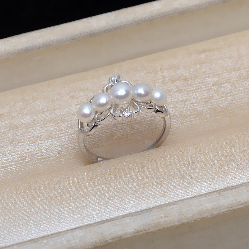 Pearl Jewelry Mounting S925 Silver Crown Pearl Ring Setting - Feliz Pearl 