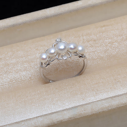 Pearl Jewelry Mounting S925 Silver Crown Pearl Ring Setting - Feliz Pearl 