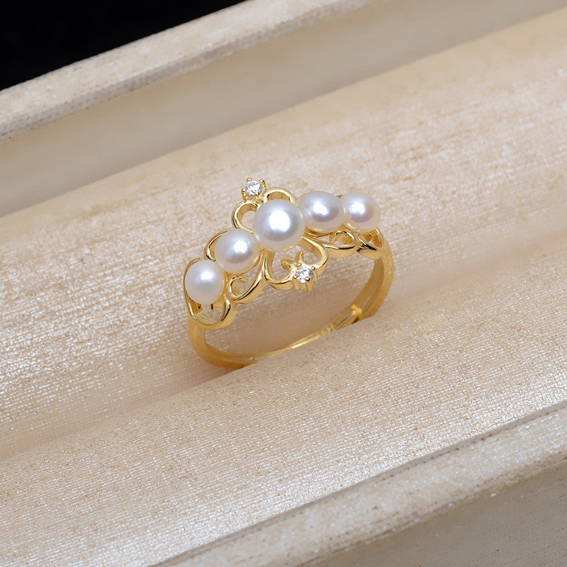 Pearl Jewelry Mounting S925 Silver Crown Pearl Ring Setting - Feliz Pearl 