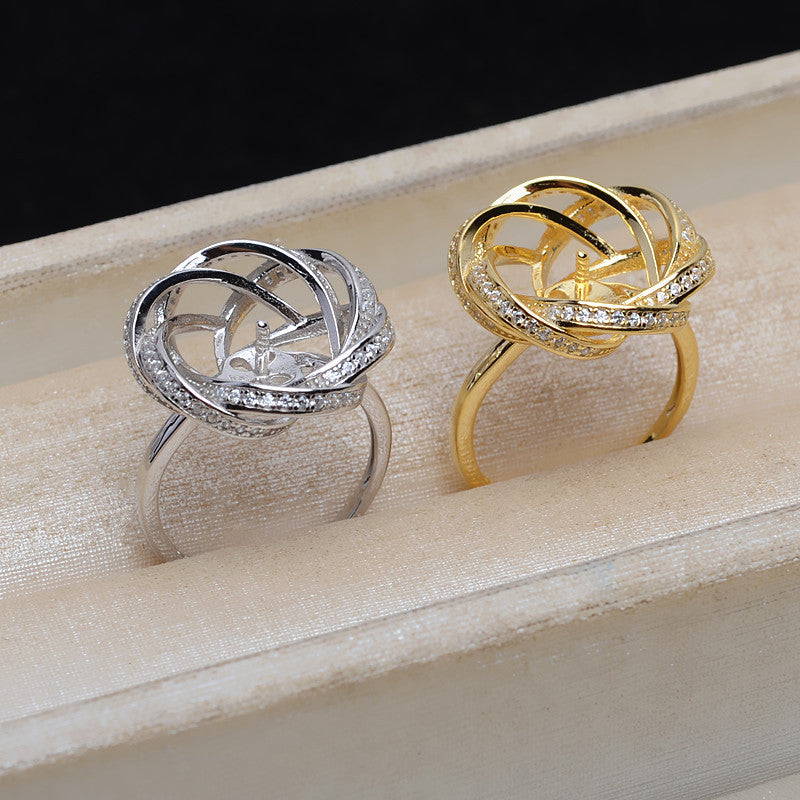 S925 Sterling Silver Rose Pearl Ring Setting-Pearl Jewelry Mounting - Feliz Pearl 