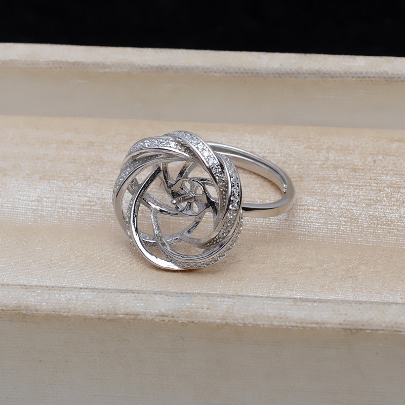 S925 Sterling Silver Rose Pearl Ring Setting-Pearl Jewelry Mounting - Feliz Pearl 